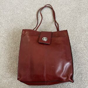 Vintage 90s Wilsons Leather Brick Red Medium Tote Shoulder Bag